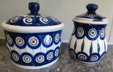 Boleslawiec Polish Pottery Lidded Preserve Pots x 2