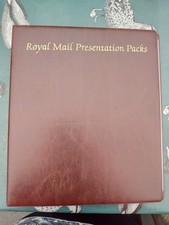 (33) BROWN ROYAL MAIL 4 RING PRESENTATION PACK ALBUM BINDER WITH 14 PAGES