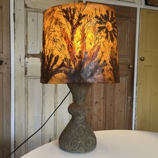 Vintage Stone Lamp With Beautiful Fibreglass Lampshade 