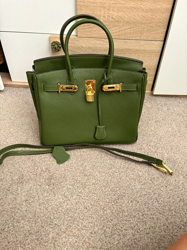 Green pebbled leather top - green,