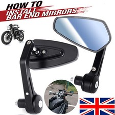 Pair 7/8'' 22mm Motorcycle CNC Aluminum Rear View Side Mirror Handle Bar End NEW
