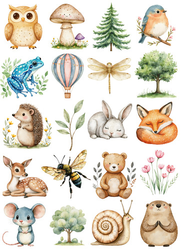 Woodland animals sticker - woodland,