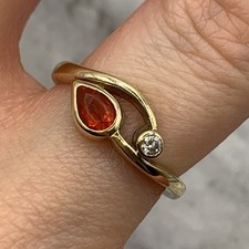 9 ct Gold Fire Opal & Diamond
