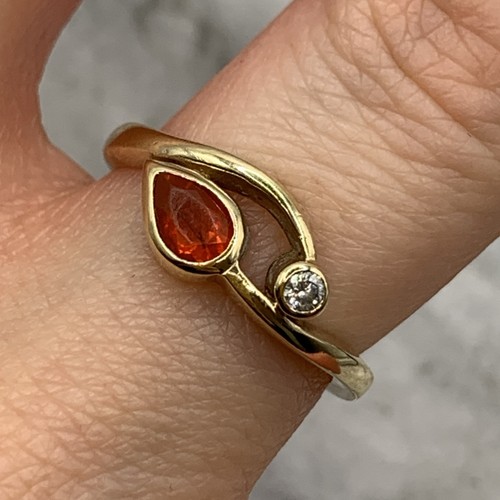Gold ring fire opal - 9,