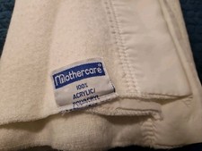 Vintage Mothercare 0411 Pram Cot Blanket Acrylic White 100x150cm brushed