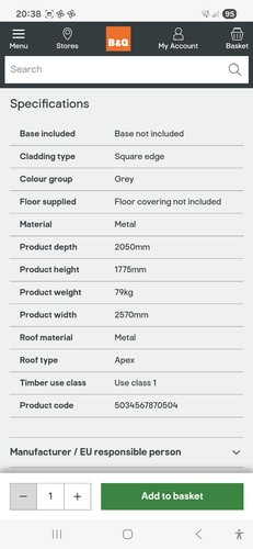 Groundlevel metal shed 8ft - 8ft, x