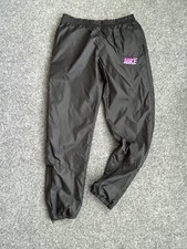 Vintage Nike (87-94) black embroidered nylon jogging trousers shell suit bottoms