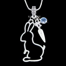 Big Easter Bunny Necklace Rabbit Carrot Hare Jewelry Animal 13th Sweet 16th Gift