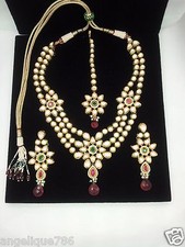 Indian Jodha Akbar TV Serial Bridal Kundan Necklace Earrings Tikka Set Gorgeous 