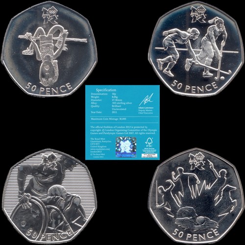 Silver 50p coin 2012 london - silver,