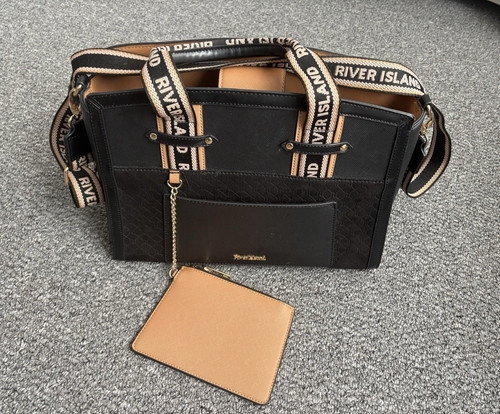 River island black medium tote - river,