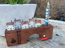 Blue White Wooden Lighthouse