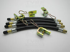 4 x 210mm Flexible Rubber Tyre Valve Extensions With 4 x Clamps Truck Bus Agri 