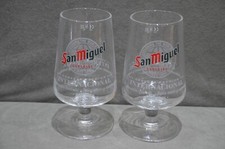2x San Miguel One Pint 20oz Goblet Beer Chalice Glass Nucleated Brand New CE M20