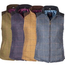 Ladies Padded Tweed Gilet Womens Wool Waistcoat Gilets Vest Bodywarmer for Women