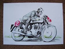 Original Water Colour Painting of Phil Read Racing a 650cc Norton At Oulton Park