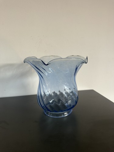 Vintage blue frilled glass oil - vintage,