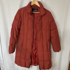 Weatherproof Womens Orange Red Quilted Winter Coat Large Down Feather Filling
