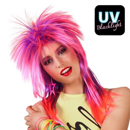 Hot pink 80s wig - pink,