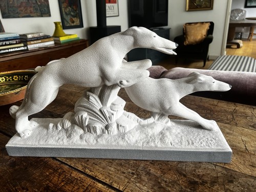 Art deco borzoi greyhounds - art, by