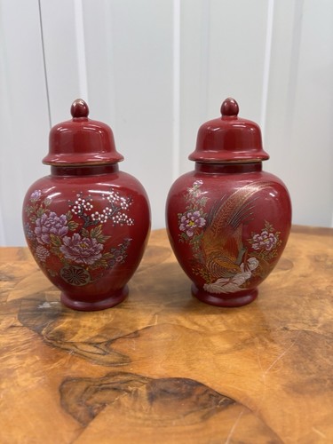 Pair red japanese vintage - of,