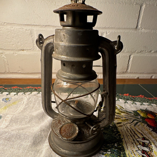 Vintage grey metal - vintage, lantern