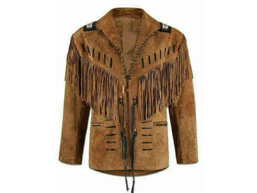 Mens brown fringe leather - brown,