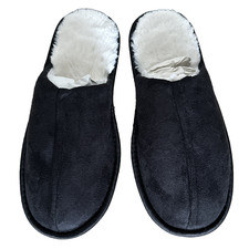 Mule Slippers Black Lounge Women's Shoes Size M/L UK 7-8 Faux Fluffy Comfortable