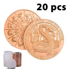 20 x 1oz Chinese Zodiac Copper Rounds Year of the Snake Coins 999 Lunar GSM 2025