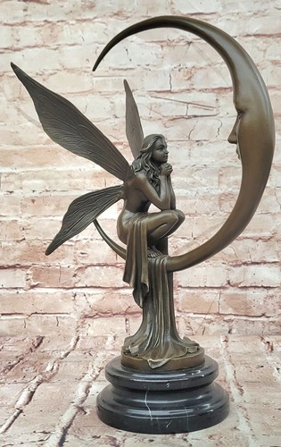 Bronze fairy moon figurine - on,
