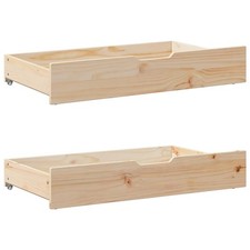 2x Under-Bed Drawers with Wheels 95x55x17 cm Solid Pine Wood Storage