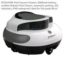 POOLPURE Robotic Swimming Pool Vacuum Cleaner, 5000mah battery cordless Cleaner 
