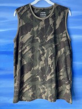 George Sleeveless Camo Vest Top Size Unisex Ladies Mens Khaki UNISEX SIZE M Long