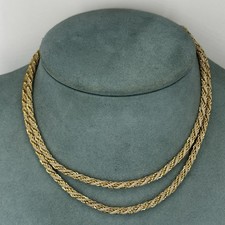 vintage Trifari necklace gold plated chain long rope twist 1950s/60s 30''
