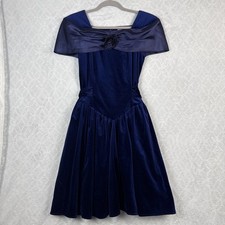 Vtg 80s Velvet Prom Dress 5/6