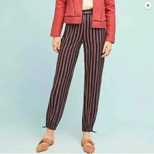 Anthropologie Black and Red Striped Pants