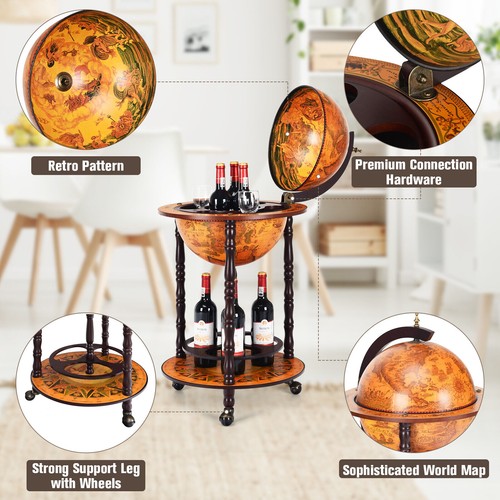 Bottle 360mm wood globe wine - wood,