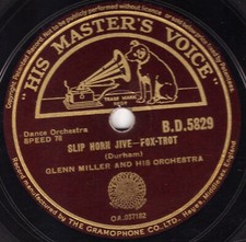 CLASSIC 1944 GLENN MILLER 78 SLIP HORN JIVE / TAKE THE 'A' TRAIN  HMV BD 5829 V+