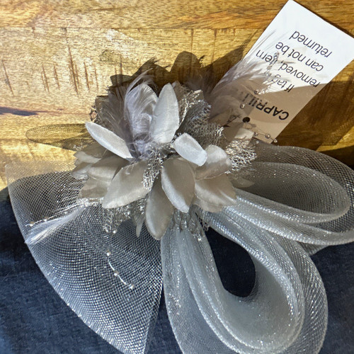 Silver mesh flower feather - mesh, &