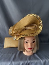 Mustard Fascinator With feature bow and Matching Clutch Bag
