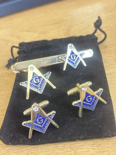 Masonic cufflinks blue enamel - masonic,
