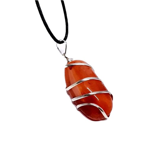 Red carnelian crystal necklace - red,