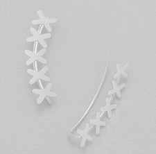 925 Sterling Silver Love Kiss Cross Ear Vine Climber Crawler Stud Earrings UK