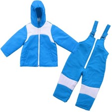 NEW Kids Boys Puddle Suit Snow Apron & Jacket Coat Snowsuit Set Rain Water Blue