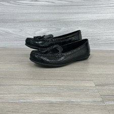 Hotter Shoes Size 4 STD Abbeyville Black Leather Animal Design Slip On Tassel