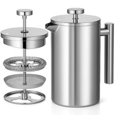 Red Ember Stainless Steel French Press 1L Cafetiere Double Wall Insulated