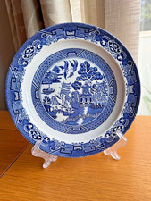 Pair of Antique Woods Ware Blue Willow Dinner Plate 25cm