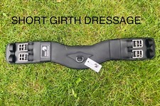 NON ELASTIC ANATOMICAL SHORT GIRTH SOFT PADDED BLACK/BROWN LEATHER FOR DRESSAGE