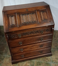 Old Charm Art Deco Bureau  With Leather Inlay