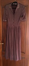 1970's Miss Selfridge burgundy & beige tea dress, size 10, vintage 40's style